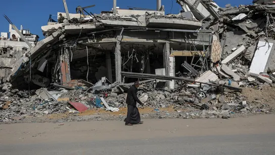 Un edificio destruido en Gaza Un edificio destruido en Gaza