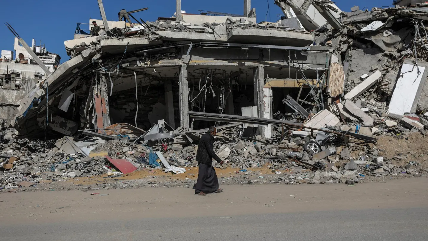 Un edificio destruido en Gaza Un edificio destruido en Gaza