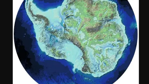 Mapa Bedmap3 que muestra cómo sería la Antártida sin hielo Mapa Bedmap3 que muestra cómo sería la Antártida sin hielo