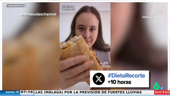 La curiosa 'dieta' de recorte de una tiktoker, a debate en Aruser@s: "Me hice un bocadillete de revuelto de ajos tiernos con chorizo" La curiosa 'dieta' de recorte de una tiktoker, a debate en Aruser@s: "Me hice un bocadillete de revuelto de ajos tiernos con chorizo"