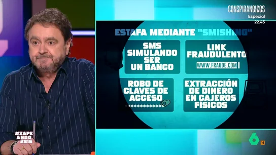 Paco Jiménez alerta de las estafas por 'smishing': "Cuando te llegue un SMS, nunca abrirlo y no pinchar el link" Paco Jiménez explica en este vídeo cómo funcionan las estafas por 'smishing', basadas en SMS fraudulentos con un link en el que se incita a la víctima a pinchar para robarle su información bancaria.