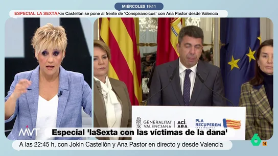 Cristina Pardo sentencia la ausencia de Carlos Mazón en las Fallas: "Ya no se esconde ni detrás del rey" Cristina Pardo analiza en este vídeo con Ana Pastor la ausencia de Carlos Mazón en los actos oficiales de las Fallas de Valencia, frente a la presencia del rey Felipe VI y su cercanía con las víctimas. "Está enseñando el camino", afirma.