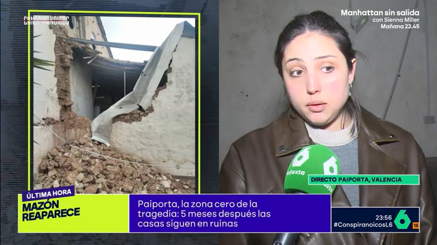 Dos víctimas de la DANA, desesperados ante la falta de ayudas: "Se nos cae un tabique de la casa" Sara Rincón se ha desplazado hasta Paiporta donde una pareja ha mostrado como su casa sigue sin poder ser reconstruida a la espera de que se haga un muro en el barranco.