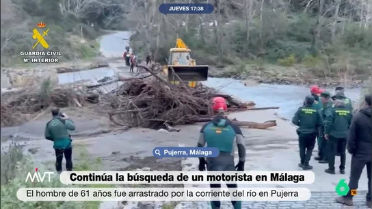 Siguen buscando al motorista arrastrado por el río en Málaga Siguen buscando al motorista arrastrado por el río en Málaga