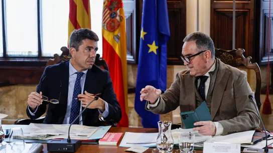 El president de la Generalitat, Carlos Mazón, y el vicepresidente segundo y conseller para la Recuperación, Francisco José Gan Pampols El president de la Generalitat, Carlos Mazón, y el vicepresidente segundo y conseller para la Recuperación, Francisco José Gan Pampols