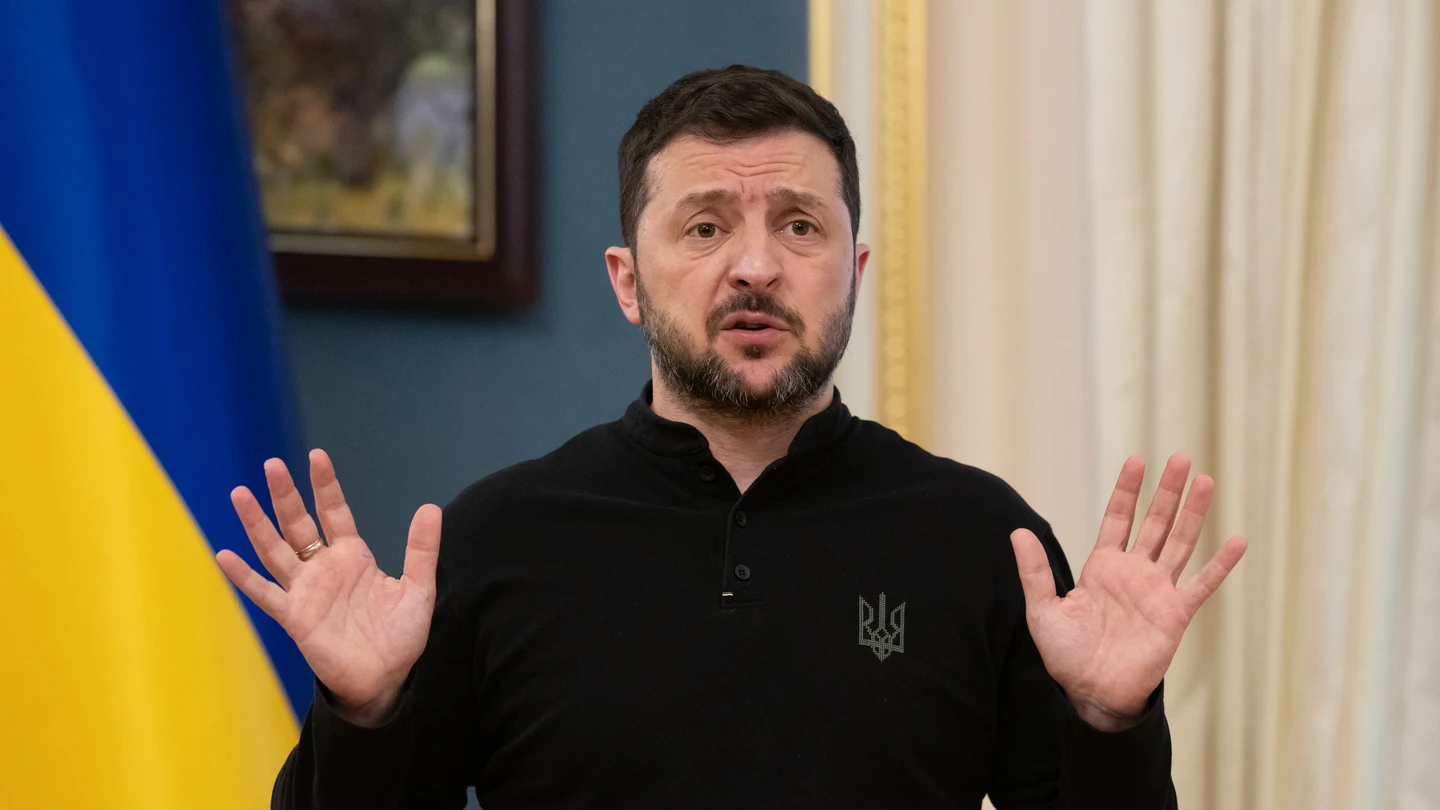 El presidente de Ucrania, Volodímir Zelenski, durante una comparecencia El presidente de Ucrania, Volodímir Zelenski, durante una comparecencia