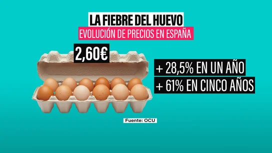 La 'fiebre del huevo' golpea el mercado global: en España, los precios suben un 61% en cinco años La 'fiebre del huevo' golpea el mercado global: en España, los precios suben un 61% en cinco años