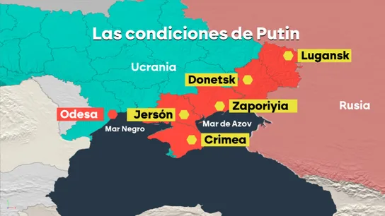 ¿Cuáles son las regiones de Ucrania que Rusia quiere adherirse? Cuatro puntos que el Kremlin pone sobre la mesa ¿Cuáles son las regiones de Ucrania que Rusia quiere adherirse? Cuatro puntos que el Kremlin pone sobre la mesa