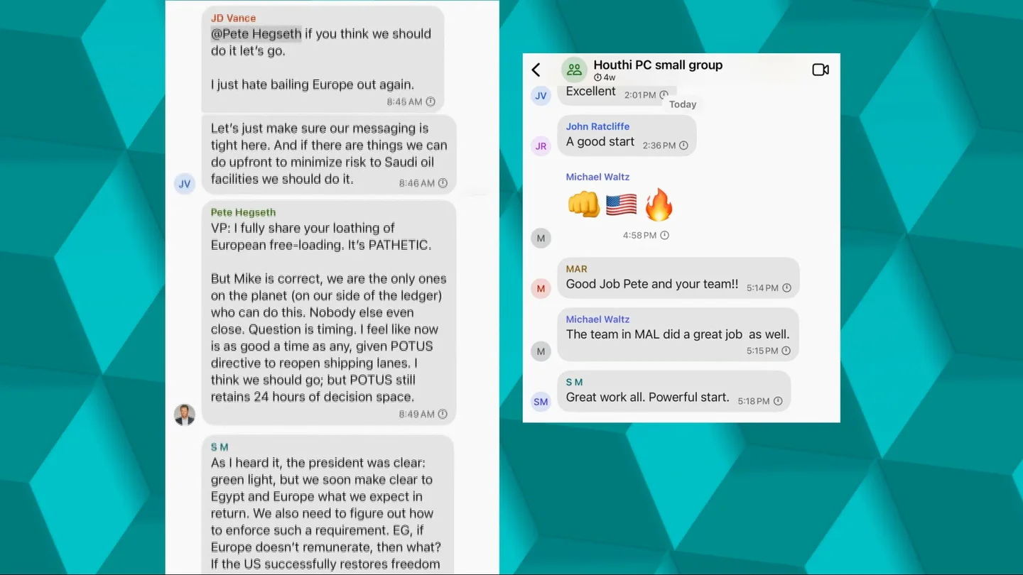 Un periodista se cuela (por error) en el chat secreto de Trump: así discutieron el ataque a Yemen Un periodista se cuela (por error) en el chat secreto de Trump: así discutieron el ataque a Yemen