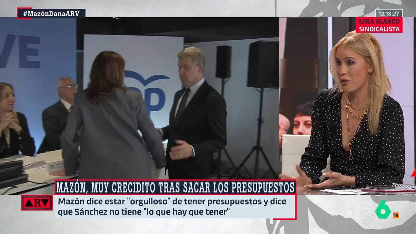 Afra Blanco, tras el acercamiento de Mazón a Vox: "El PP ha abandonado la fe y ahora es un partido que compra la mentira y apoya la deshumanización" Afra Blanco, tras el acercamiento de Mazón a Vox: "El PP ha abandonado la fe y ahora es un partido que compra la mentira y apoya la deshumanización"