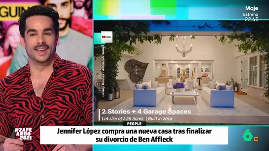 Juan Sanguino sentencia el 'pisito de soltera' de Jennifer López: "Es una barraca comparada con la que compartía con Ben Affleck" Jennifer López afronta su divorcio con Ben Affleck en una nueva casa de 18 millones de dólares en Beberly Hills. Juan Sanguino la analiza y admite que "no me da ninguna envidia esta gente que se esta mudando todo el rato".
