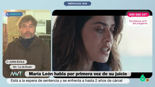 Jordi Évole: "La Policía pidió a María León que borrara las imágenes, pero no lo hizo y pasó la noche en el calabozo" Jordi Évole avanza en Más Vale Tarde algunos fragmentos de su entrevista con María León para 'Lo de Évole', donde la actriz se sincera sobre su altercado con la Policía en Sevilla en 2022.