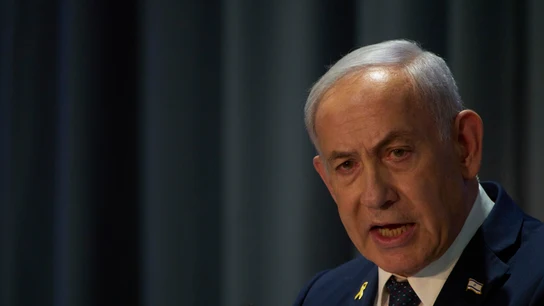 El primer ministro israelí, Benjamin Netanyahu, durante una conferencia de prensa El primer ministro israelí, Benjamin Netanyahu, durante una conferencia de prensa