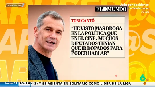 Toni Cantó afirma haber visto "más droga en la política que en el cine": "Muchos diputados tenían que ir dopados para hablar" Toni Cantó afirma haber visto "más droga en la política que en el cine": "Muchos diputados tenían que ir dopados para hablar"