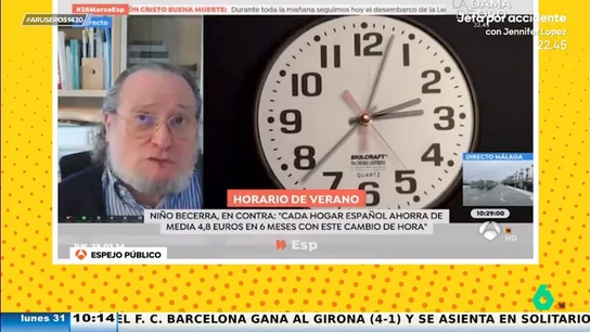 El economista Niño Becerra, en contra del cambio horario: "Cada hogar se ahorra al mes 86 céntimos" El economista Niño Becerra, en contra del cambio horario: "Cada hogar se ahorra al mes 86 céntimos"