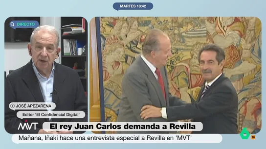 José Apezarena, sobre la demanda del rey emérito a Revilla: "Es una iniciativa incomprensible, una acción de advertencia" José Apezarena, sobre la demanda del rey emérito a Revilla: "Es una iniciativa incomprensible, una acción de advertencia"