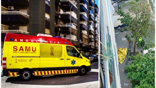 Una ambulancia del SAMU, a la izquierda; a la derecha, el accidente que ha causado la muerte de una mujer Una ambulancia del SAMU, a la izquierda; a la derecha, el accidente que ha causado la muerte de una mujer
