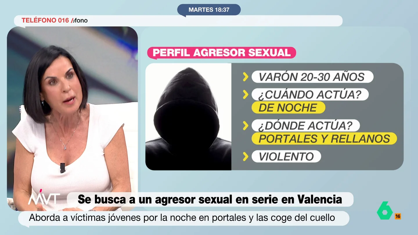 Bea de Vicente elabora el perfil del agresor sexual en serie que se busca en Valencia Bea de Vicente analiza el caso del agresor sexual que se busca por tres agresiones en Valencia. La abogada explica que corresponde con el perfil del "local acechador" y advierte: "Va a hacer que incremente los ataques".