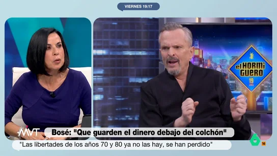 Beatriz de Vicente, sobre Miguel Bosé: "No creo que mienta, vive en una realidad paralela y se lo cree" El artista ha contado en 'El Hormiguero' el tratamiento al que se sometió para volver a recuperar la voz. Este consistía en la inyección de células madre.