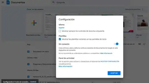 Trabajar sin conexión Trabajar sin conexión