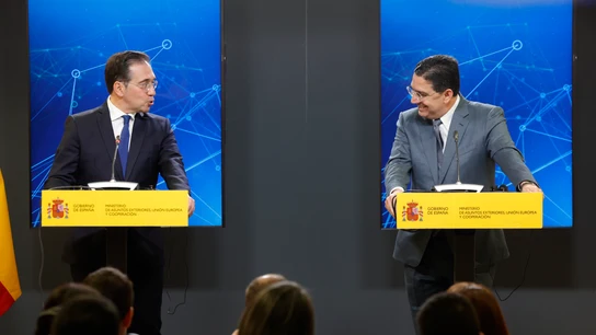 El ministro de Asuntos Exteriores, José Manuel Albares, y su homólogo marroquí, Nasser Bourita El ministro de Asuntos Exteriores, José Manuel Albares, y su homólogo marroquí, Nasser Bourita