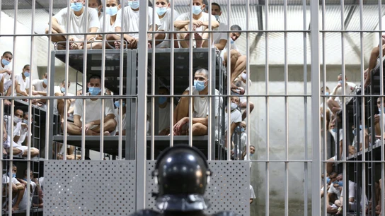 Reclusos en el Centro de Internamiento de Terroristas (CECOT), en Tecoluca, El Salvador. Reclusos en el Centro de Internamiento de Terroristas (CECOT), en Tecoluca, El Salvador.