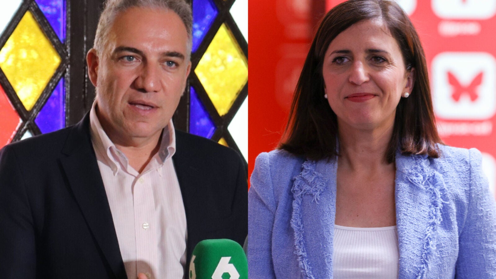 El vicesecretario de coordinaci&oacute;n auton&oacute;mica del Partido Popular (PP), El&iacute;as Bendodo, y la portavoz socialista, Esther Pe&ntilde;a.