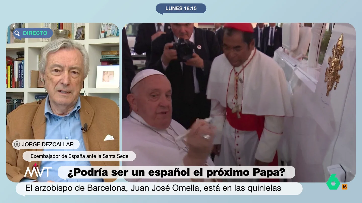 Jorge Dezcallar, sobre los retos a los que se enfrenta la Iglesia católica: "Lleva 2.000 años de éxito y funciona con otro ritmo" El exembajador de España en la Santa Sede, sobre la elección del nuevo papa, afirma que espera que el nuevo papa siga la línea del actual sumo pontífice.