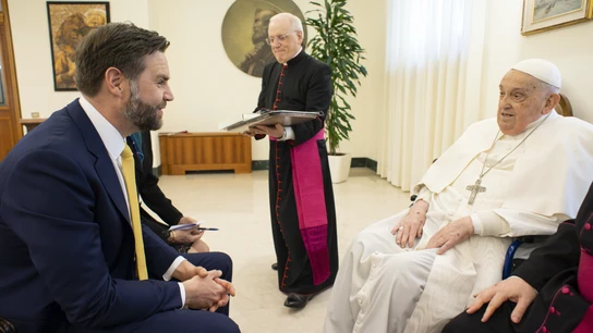 El papa Francisco y JD Vance, durante su reunión este domingo en el Vaticano El papa Francisco y JD Vance, durante su reunión este domingo en el Vaticano