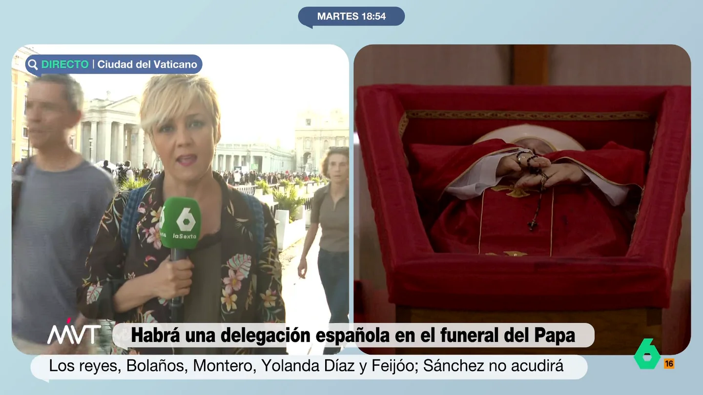 Cristina Pardo, sobre los mandatarios que acudirán al funeral del papa: "La concentración de poder va a ser impresionante" Además de la presencia de los reyes de España, se ha confirmado que María Jesús Montero, Yolanda Díaz y Félix Bolaños acudirán al funeral del sumo pontífice. Junto a ellos, asistirá el líder del Partido Popular, Alberto Núñez Feijóo.