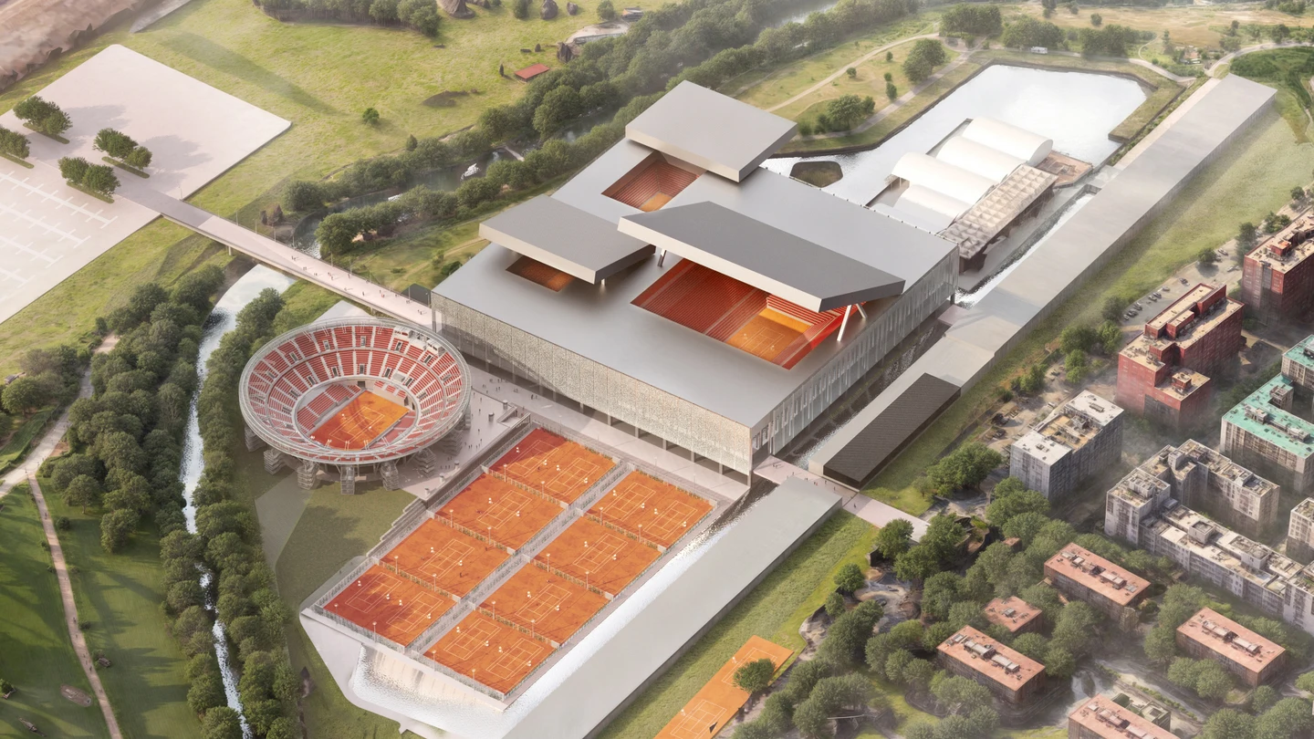 Simulación del aspecto que tendrá la Caja Mágica tras la creación del nuevo estadio semipermanente Simulación del aspecto que tendrá la Caja Mágica tras la creación del nuevo estadio semipermanente