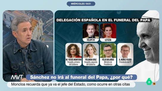 Ramoncín, tras las críticas del PP a Sánchez por no ir al funeral del papa Francisco: "¿Por qué todo tiene que ser una pelea?" "Sería estupendo que las cosas ocurrieran de una manera más normal", afirma Ramoncín en este vídeo, donde celebra el entendimiento para que Feijóo acompañe al Gobierno al funeral del papa, pero no entiende las críticas a Sánchez.