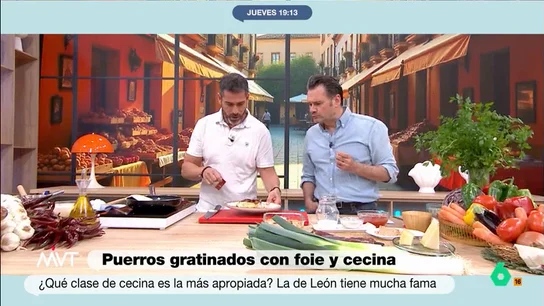 Iñaki López alucina con el plato que ha preparado Pablo Ojeda: "Esto es porno" El nutricionista ha preparado unos puerros gratinados, coronados con una porción de foie y cecina. El presentador de Más Vale Tarde no se ha podido resistir al plato al cual ha dedicado ese llamativo piropo.