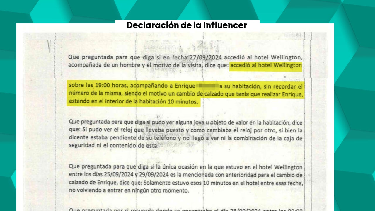 Pruebas que incriminan a la influencer en el robo del hotel Wellington
