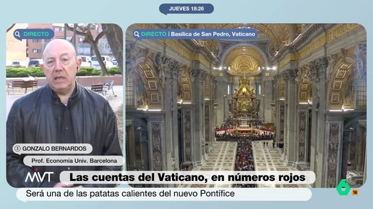 Gonzalo Bernardos analiza el estado crítico de las cuentas del Vaticano: "Ser honesto y tratar a todos por igual tiene costes" Gonzalo Bernardos analiza la difícil situación del banco vaticano, actualmente con un déficit de 83 millones de euros y explica por qué se debe a la restrictiva política del papa Francisco contra la especulación y las órdenes más ricas.
