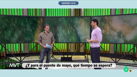 Francisco Cacho adelanta qué tiempo hará en el puente de mayo: "El miércoles llega una borrasca por el oeste" El meteorólogo de laSexta explica que aunque el lunes y el martes hará sol, una nueva borrasca, que, por el momento, no ha sido bautizada, dejará lluvia en toda la zona oeste del país.