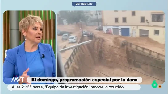 Gloria Serra: "El minuto a minuto de la tragedia de la DANA es devastador. Los vídeos no mienten" Equipo de Investigación estrena un programa especial dedicado a la tragedia de la DANA, seis meses después de la tragedia. El programa comienza tres días antes cuando comenzaron las alertas por las fuertes lluvias.