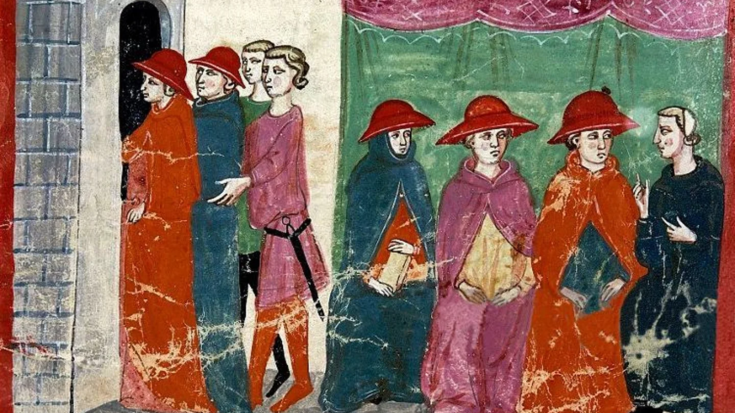 Un cuadro del cónclave de Viterbo, Nuova Cronica, manuscrito BAV Chigiano L VIII 296, conservado en la Biblioteca Vaticana. Un cuadro del cónclave de Viterbo, Nuova Cronica, manuscrito BAV Chigiano L VIII 296, conservado en la Biblioteca Vaticana.