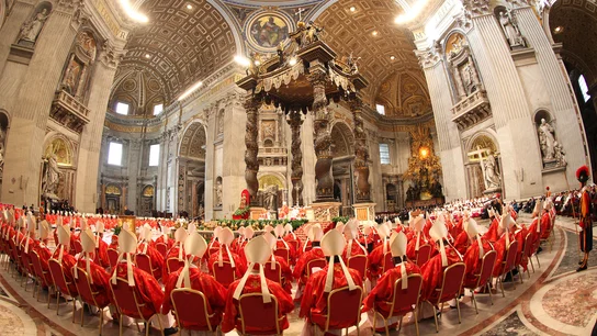 Los cardenales durante la misa 'Pro Eligendo Romano Pontifice' en la basílica de San Pedro, previa al cónclave de 2013 Los cardenales durante la misa 'Pro Eligendo Romano Pontifice' en la basílica de San Pedro, previa al cónclave de 2013