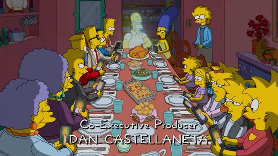 Un 'frame' del episodio 7 de la temporada 35 de 'Los Simpson', donde recuerdan el apagón de Acción de Gracias Un 'frame' del episodio 7 de la temporada 35 de 'Los Simpson', donde recuerdan el apagón de Acción de Gracias