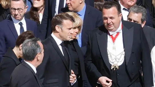 El presidente francés, Emmanuel Macron, durante el funeral del papa Francisco El presidente francés, Emmanuel Macron, durante el funeral del papa Francisco