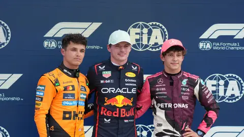Lando Norris, Max Verstappen y Kimi Antonelli en el GP de Miami Lando Norris, Max Verstappen y Kimi Antonelli en el GP de Miami