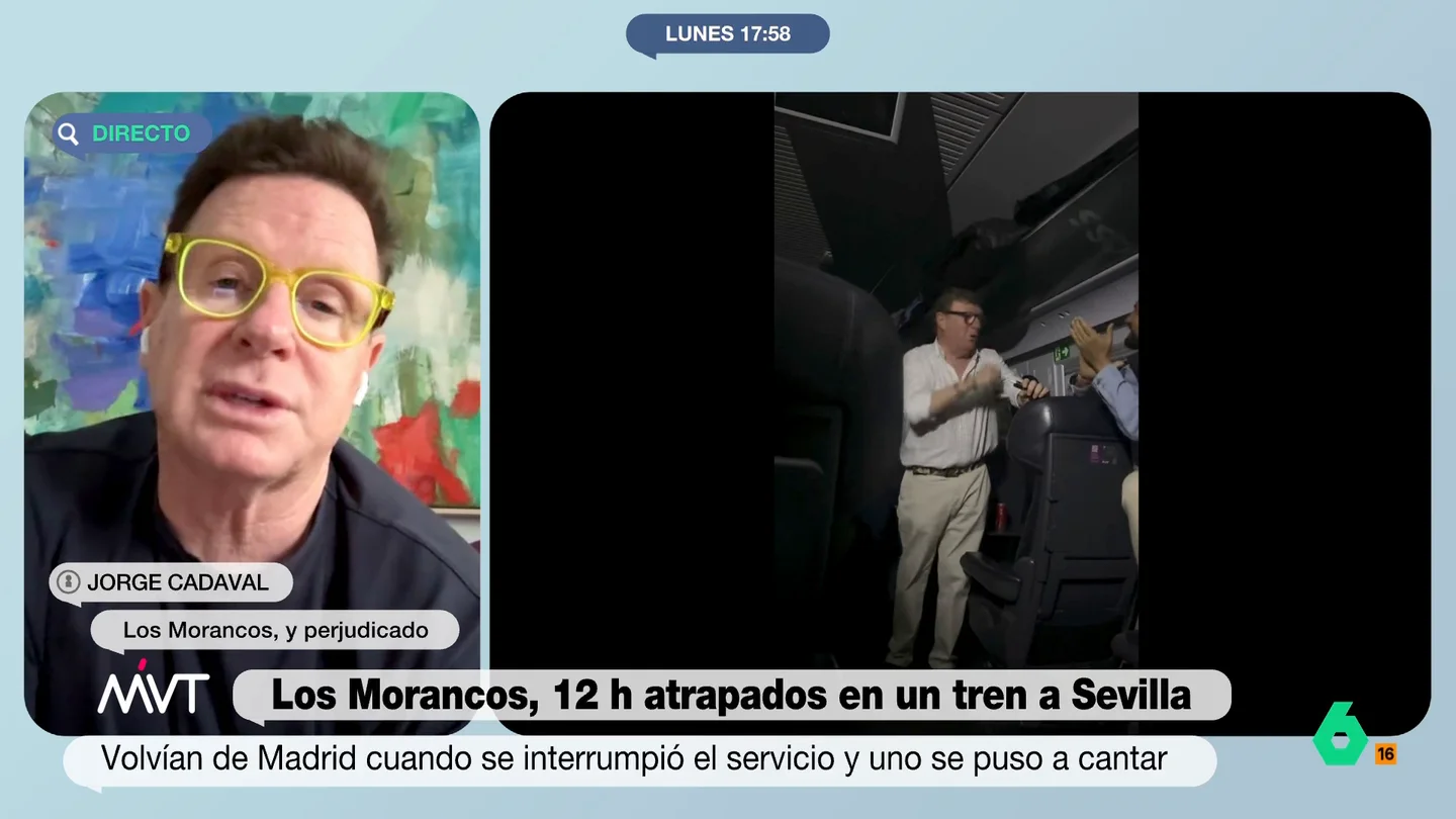 Jorge Cadaval, de 'Los Morancos, afectado por el robo de cable: "Abrieron las puertas para que hiciéramos las necesidades fuera" Jorge Cadaval, de Los Morancos, explica en este vídeo cómo vivió las 12 horas que estuvo atrapado en uno de los trenes afectados por el robo de cable y destaca la profesionalidad de los empleados de RENFE.