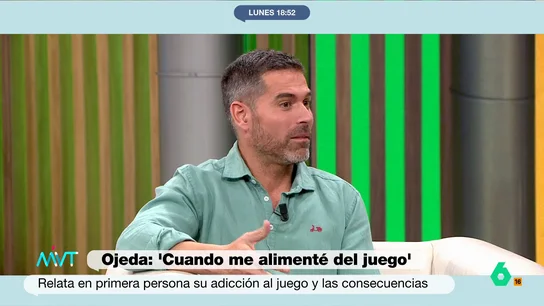 Pablo Ojeda confiesa que abandonó a su familia por su adicción al juego: "Tenían muchas preguntas sin saber qué estaba sucediendo" Pablo Ojeda se abre en Más Vale Tarde sobre su adicción al juego, de la que lleva diez años rehabilitado y cuyo duro proceso explica en su libro 'Cuando me alimenté del juego'.