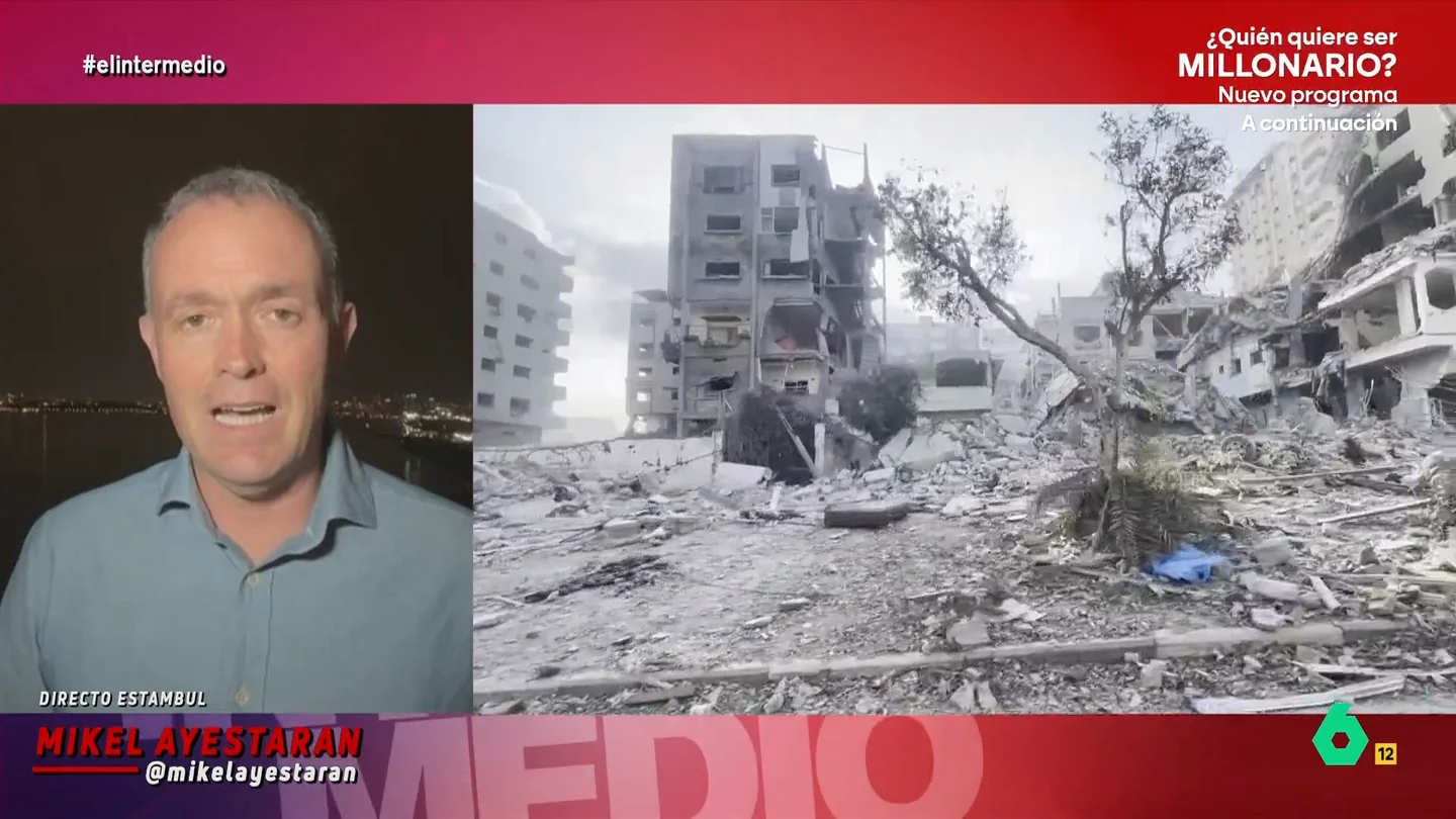 Mikel Ayestaran, sobre el nuevo plan de Israel en Gaza: "Buscan la expulsión del mayor número posible de palestinos" El corresponsal indica que desde el Gobierno de Israel insisten en utilizar el término 'salida voluntaria' al hablar de esa expulsión masiva de población. En su plan, además, pretenden militarizar la entrega de ayuda.