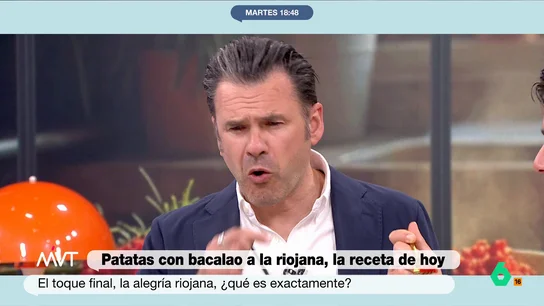 Iñaki López cata los pimientos picantes 'alegrías riojanas': "Entra y sale... hasta que solo ves en blanco y negro" El cocinero ha utilizado este ingrediente en la receta que ha preparado. Iñaki, a pesar de que no es amante del picante, se ha animado a probarlo. No te pierdas su reacción.