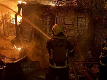 Ataque ruso sobre Kyiv, Ucrania, a principios de mayo.