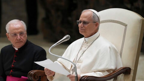 El papa Le&oacute;n XIV en su primera audiencia multitudinaria en el aula Pablo