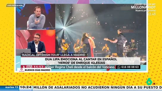 Saúl Ortiz a Enrique Iglesias, tras ver la interpretación de 'Heroe' de Dua Lipa: "Él acaba de cumplir 50 años, 29 cantando mal" Saúl Ortiz a Enrique Iglesias, tras ver la interpretación de 'Heroe' de Dua Lipa: "Él acaba de cumplir 50 años, 29 cantando mal"