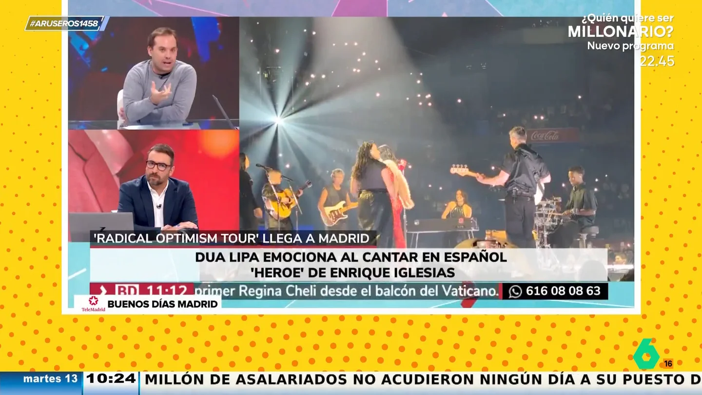 Saúl Ortiz a Enrique Iglesias, tras ver la interpretación de 'Heroe' de Dua Lipa: "Él acaba de cumplir 50 años, 29 cantando mal" Saúl Ortiz a Enrique Iglesias, tras ver la interpretación de 'Heroe' de Dua Lipa: "Él acaba de cumplir 50 años, 29 cantando mal"